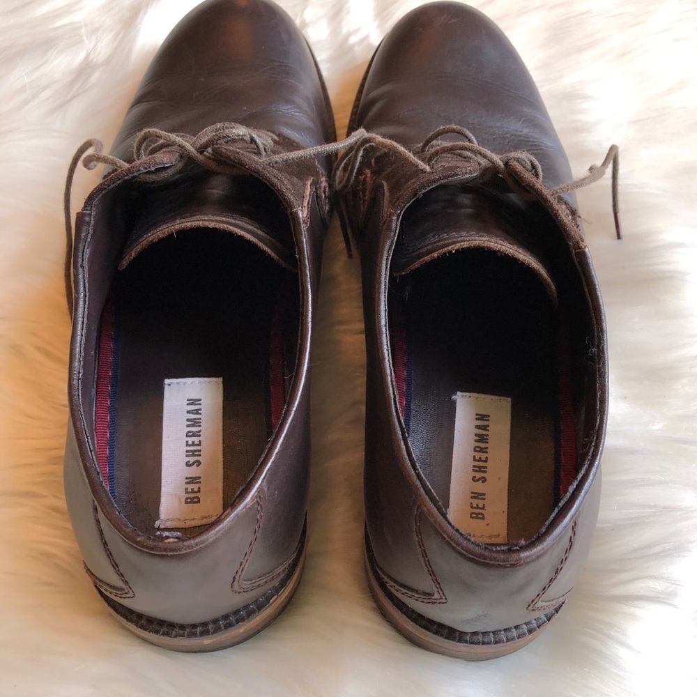 Ben Sherman Dark Brown Leather Oxfords 8 - Picture 5 of 13